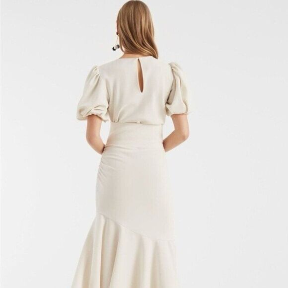 Sachin & Babi Camila Ivory Crepe Ruched Mermaid Maxi Dress NEW $650 Size 10 - Picture 6 of 13